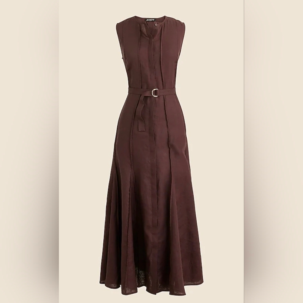 Black Linen Dress with Removable Belt